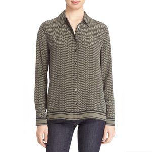 Equipment Dusty Olive Shiloh Print 100% Silk Top